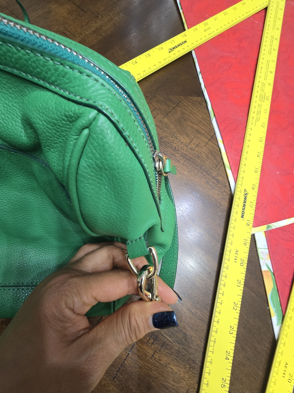 Green Leather Satchel Handbag - Unbranded - Picture 13 of 16